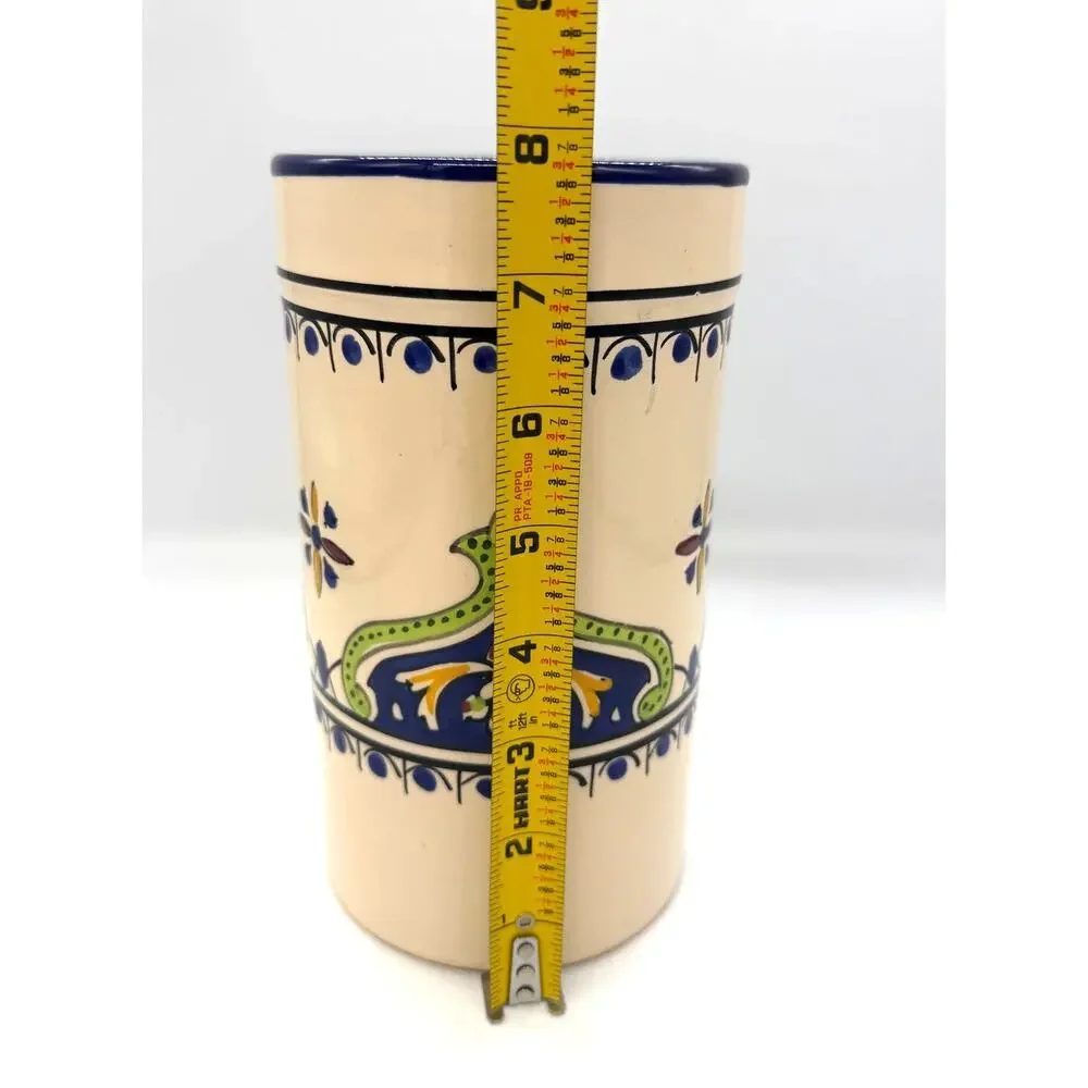 Le Souk Ceramique Salvena Stoneware Hand-Painted Utensil Holder Canister Tunisia